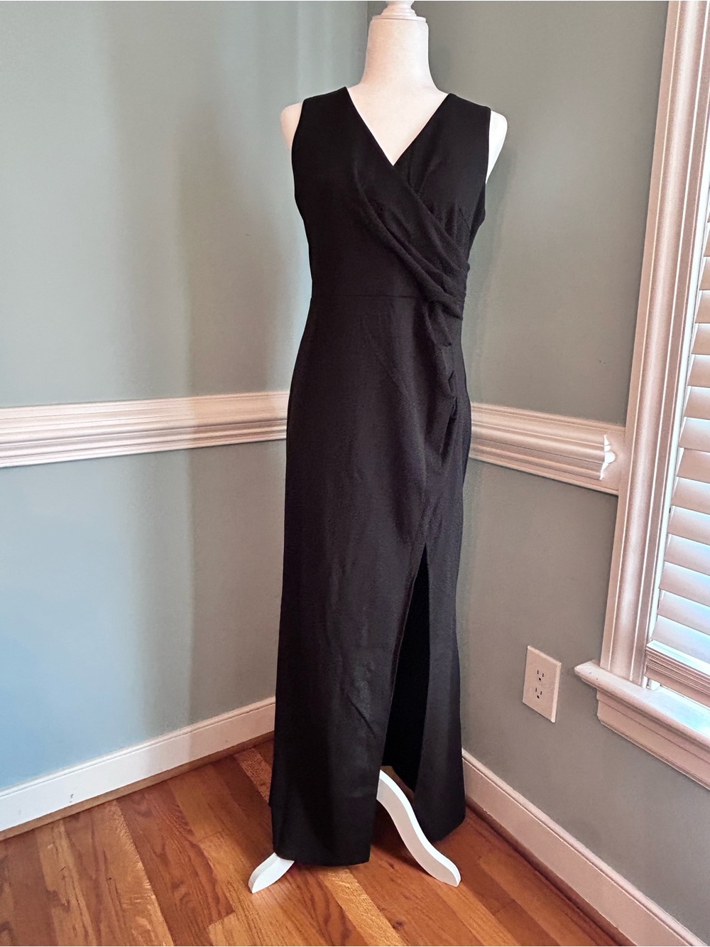 Sleeveless Black Wrap Maxi Dress with Side Slit large